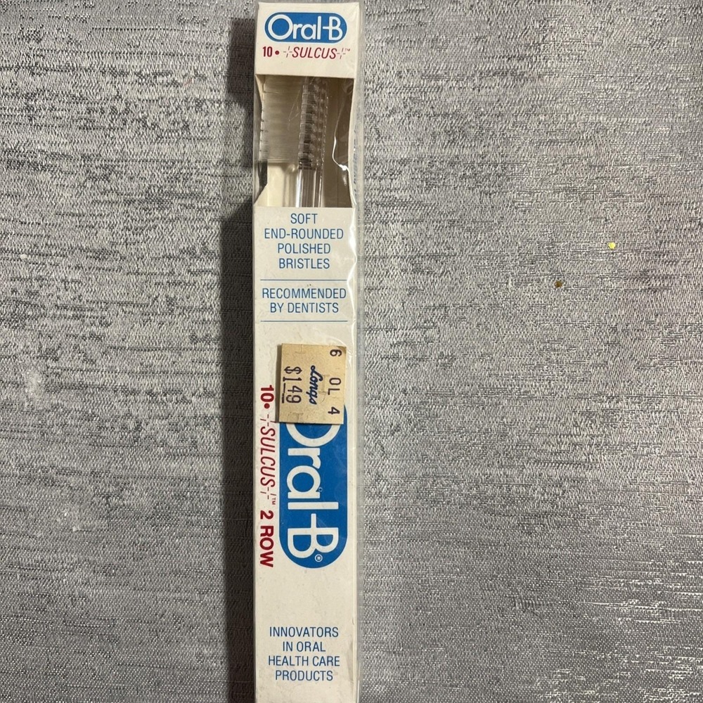 VTG Blue 1985 Oral-B 20•CHILD 3 ROW Toothbrush NIB Clear Round Polished Bristles